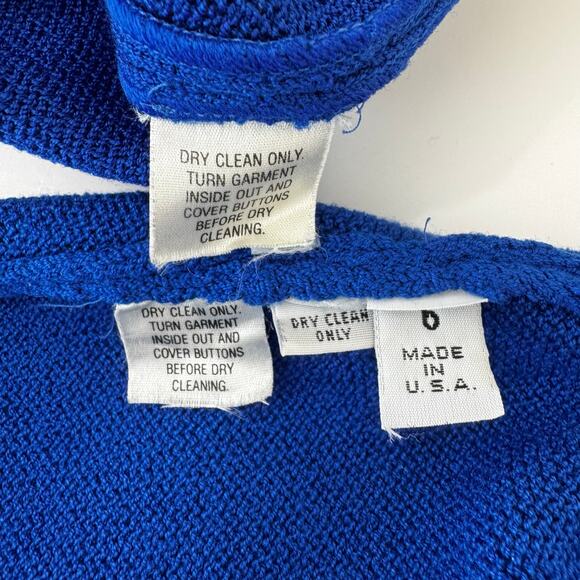St. John Santana Knit SET Short Sleeve Cardigan and Skirt Blue Vintage | Size 6 - Picture 13 of 13